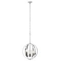 Lalia Home 3-Light 18" Adjustable Industrial Globe Hanging Metal and Clear Glass Ceiling Pendant, Chrome LHP-3010-CH
